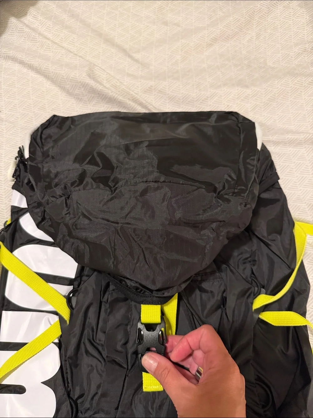 Puma Black Backpack with White Logo and Neon Yellow Straps